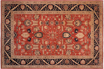 handmade Traditional Kafkaz Chobi Ziegler Rust Drk. Blue Hand Knotted RECTANGLE 100% WOOL area rug 10 x 14
